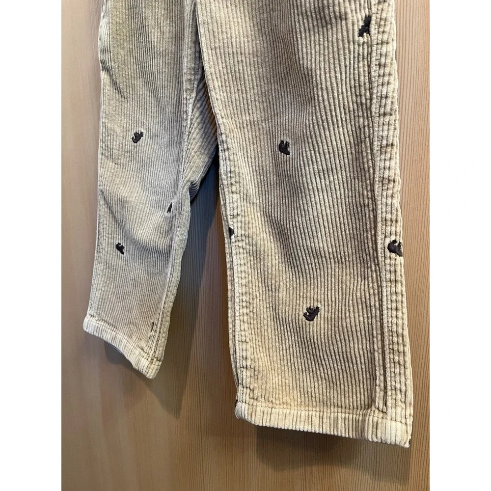 Gap Corduroy Pants Toddler 3Y Tan Embroidered Bear Straight Leg Trousers